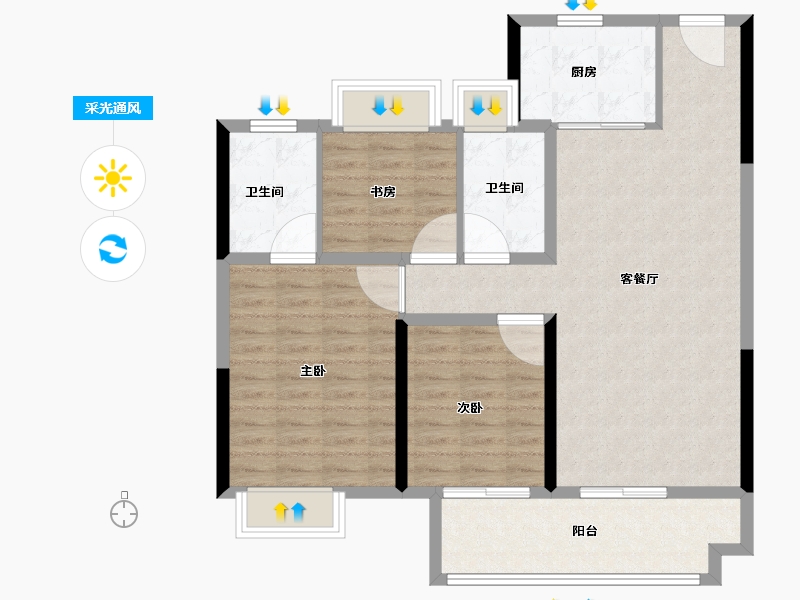 湖北省-孝感市-金港世纪城-96.01-户型库-采光通风