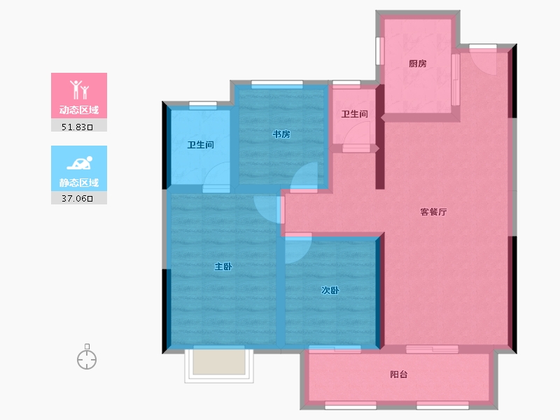 湖北省-孝感市-光明钰府-78.20-户型库-动静分区