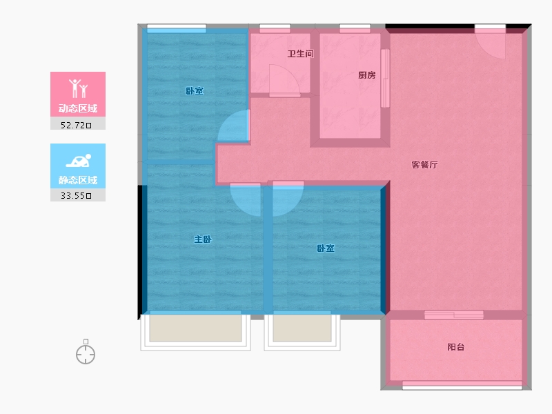 湖北省-孝感市-光明钰府-76.80-户型库-动静分区