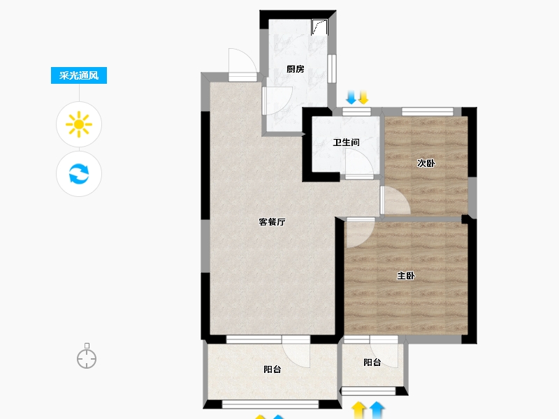 湖北省-鄂州市-花样年花郡-56.00-户型库-采光通风