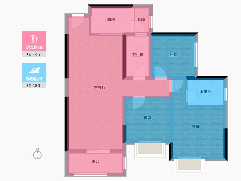 广东省-江门市-星湖湾-75.37-户型库-动静分区