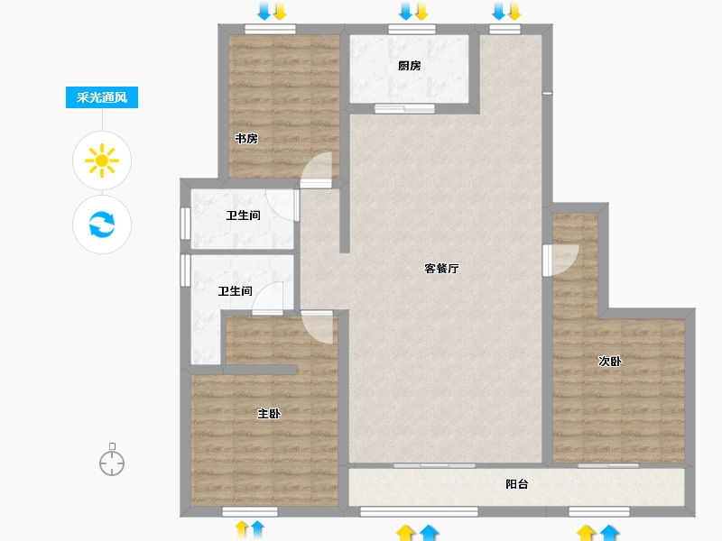 内蒙古自治区-包头市-都市庭苑-111.02-户型库-采光通风