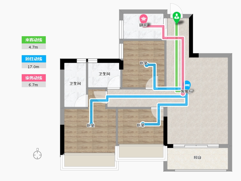 广西壮族自治区-桂林市-宁铁叠彩佳园-71.37-户型库-动静线