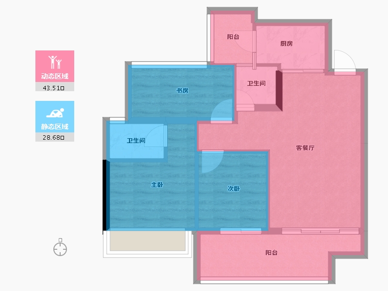 广西壮族自治区-桂林市-真龙华府-64.23-户型库-动静分区