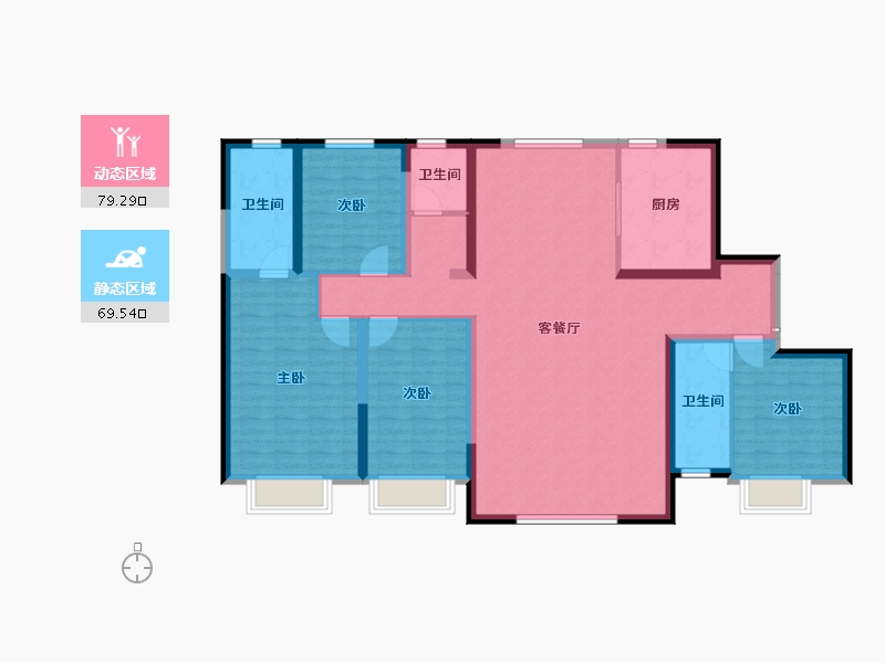 内蒙古自治区-包头市-远洲大都汇-134.22-户型库-动静分区