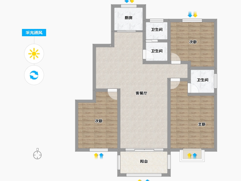 河南省-商丘市-和谐·北大花园-107.64-户型库-采光通风