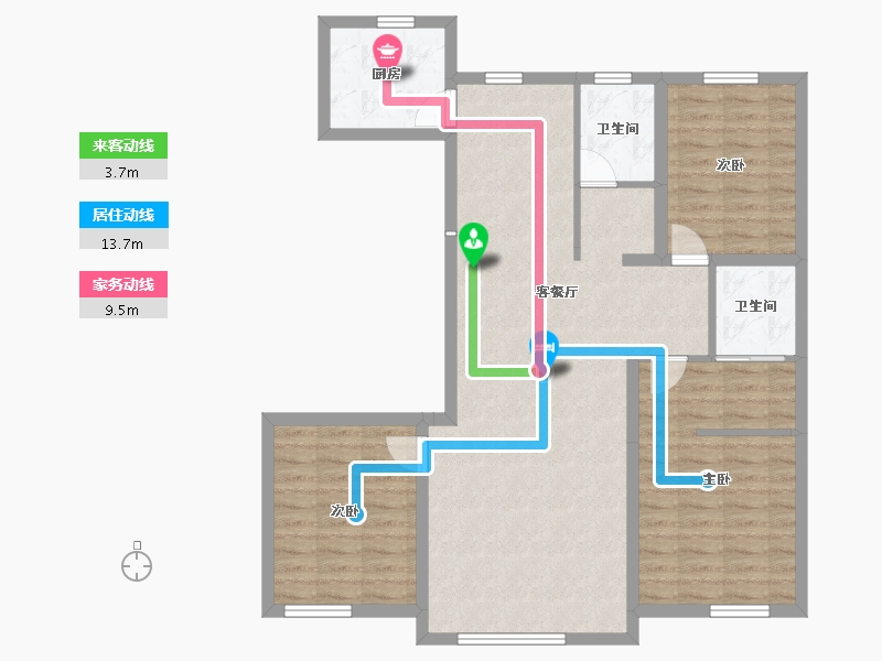 内蒙古自治区-包头市-都市庭苑-99.74-户型库-动静线