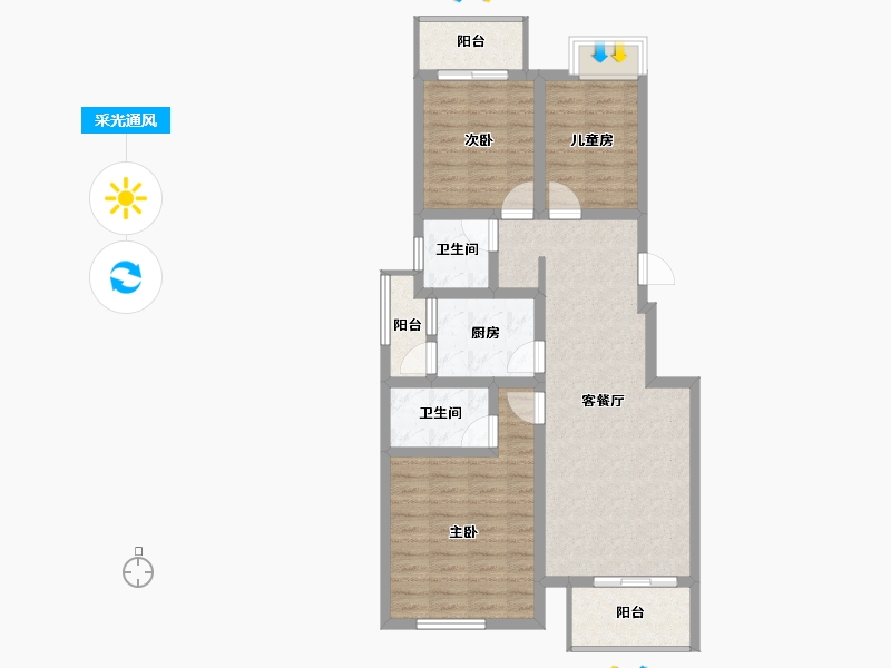 广西壮族自治区-桂林市-东苑国际-84.07-户型库-采光通风