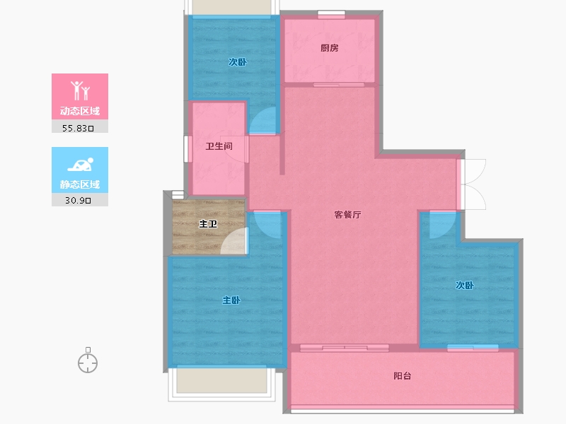 贵州省-黔南布依族苗族自治州-涟江华庭-81.74-户型库-动静分区