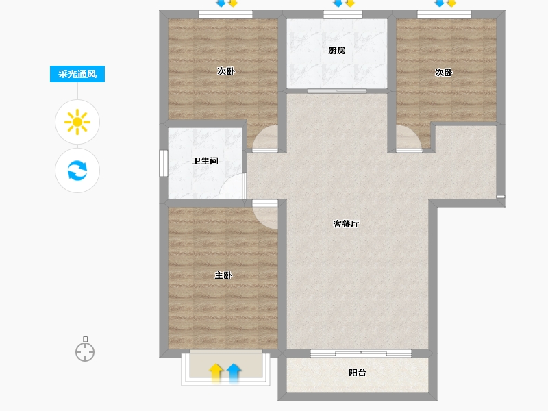 河北省-保定市-卓悦城-90.78-户型库-采光通风