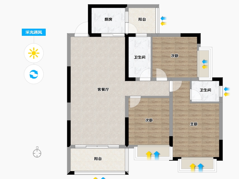 四川省-成都市-成都嘉和世纪城-94.56-户型库-采光通风