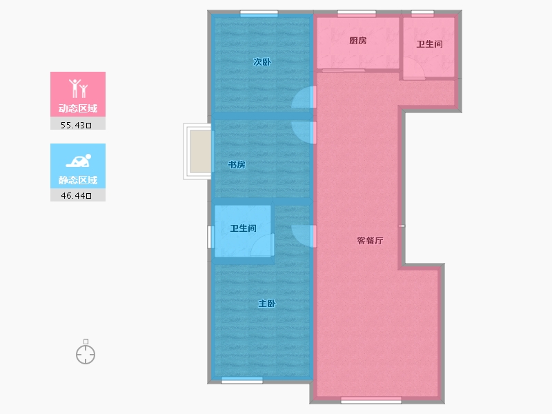 内蒙古自治区-包头市-都市庭苑-91.34-户型库-动静分区