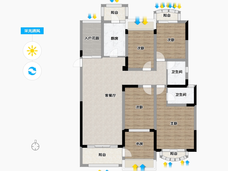 四川省-成都市-嘉合凤凰岛-124.59-户型库-采光通风