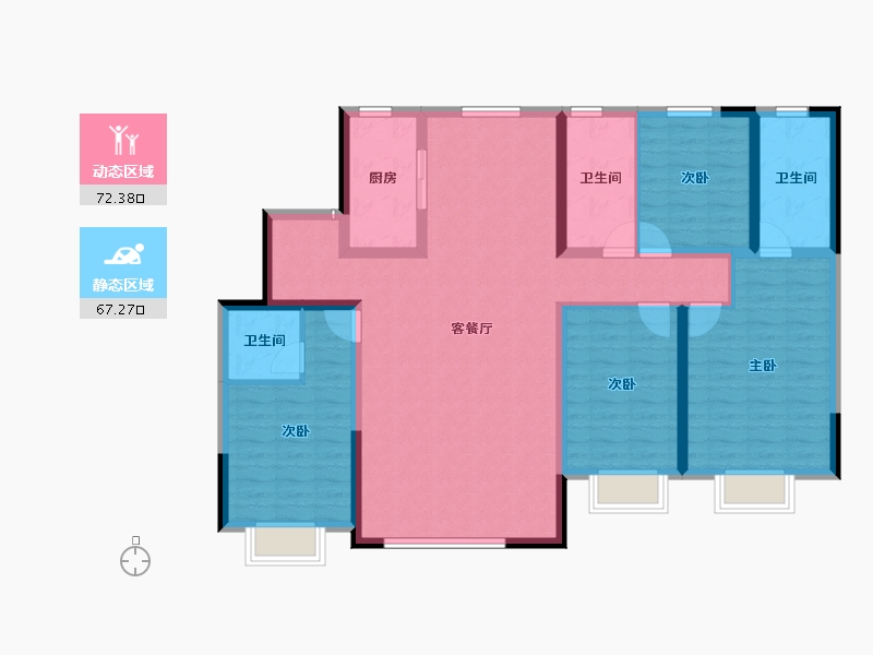 内蒙古自治区-包头市-远洲大都汇-125.40-户型库-动静分区