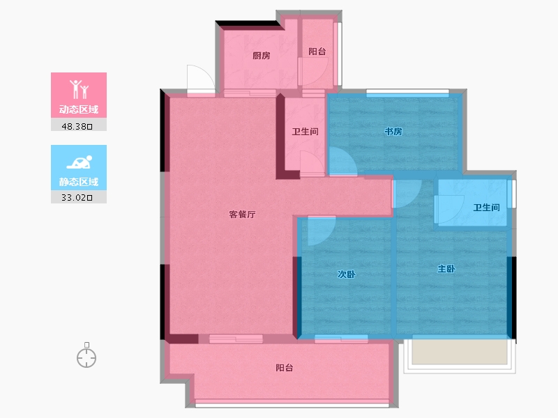 广西壮族自治区-桂林市-真龙华府-72.13-户型库-动静分区