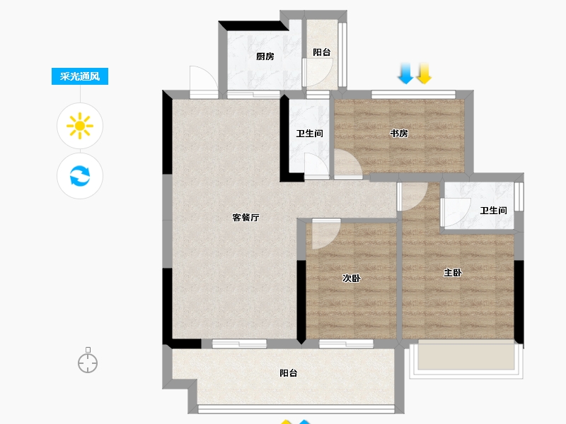 广西壮族自治区-桂林市-真龙华府-72.13-户型库-采光通风