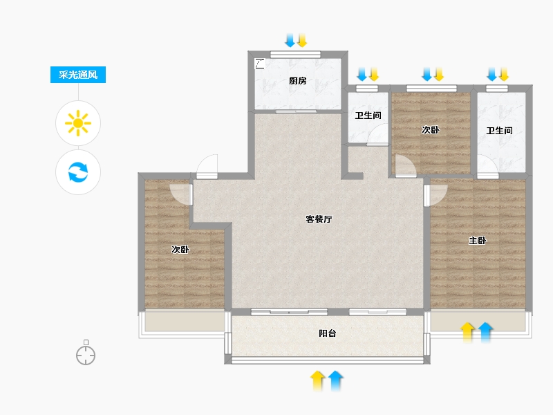 安徽省-芜湖市-伟星印江澜-112.00-户型库-采光通风