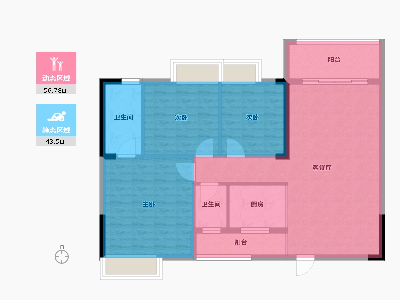 广西壮族自治区-桂林市-宁铁叠彩佳园-90.74-户型库-动静分区