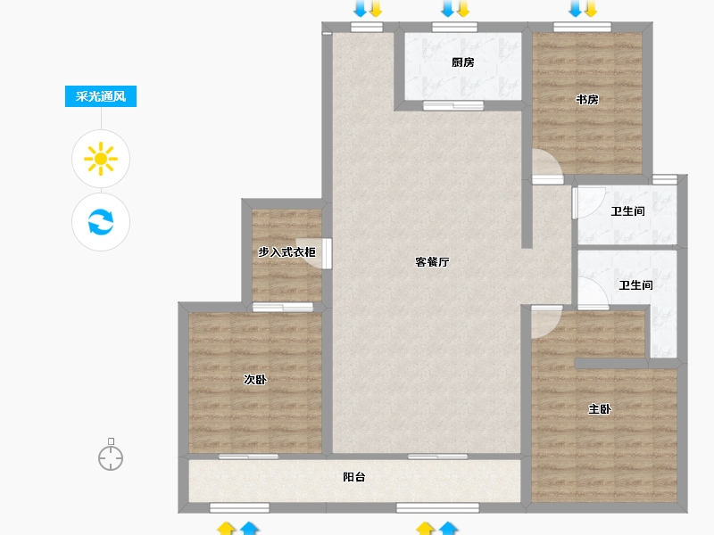 内蒙古自治区-包头市-都市庭苑-113.54-户型库-采光通风