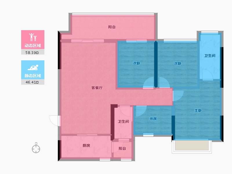 广西壮族自治区-桂林市-真龙华府-93.55-户型库-动静分区