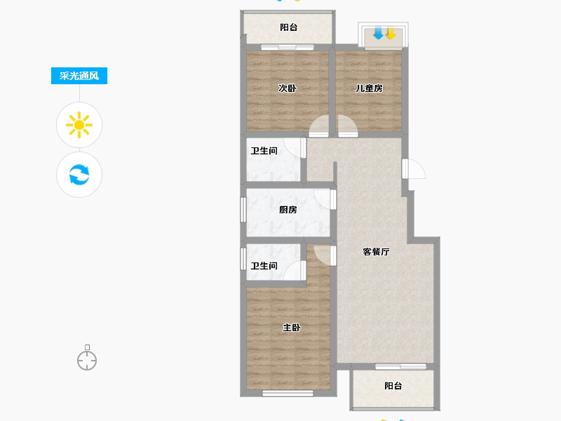 广西壮族自治区-桂林市-东苑国际-88.15-户型库-采光通风