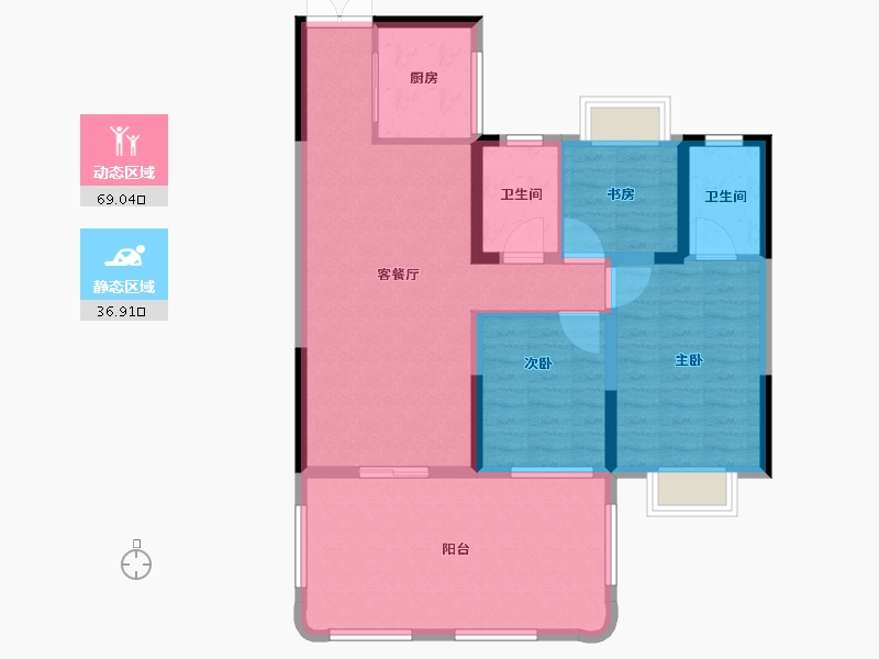 河南省-驻马店市-康桥旭强雲庐-95.21-户型库-动静分区