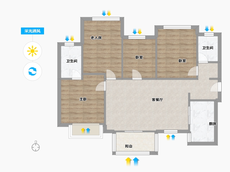 福建省-厦门市-万科金域缇香-76.00-户型库-采光通风