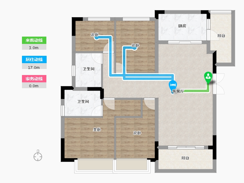 重庆-重庆市-荣安柳岸潮鸣-106.98-户型库-动静线