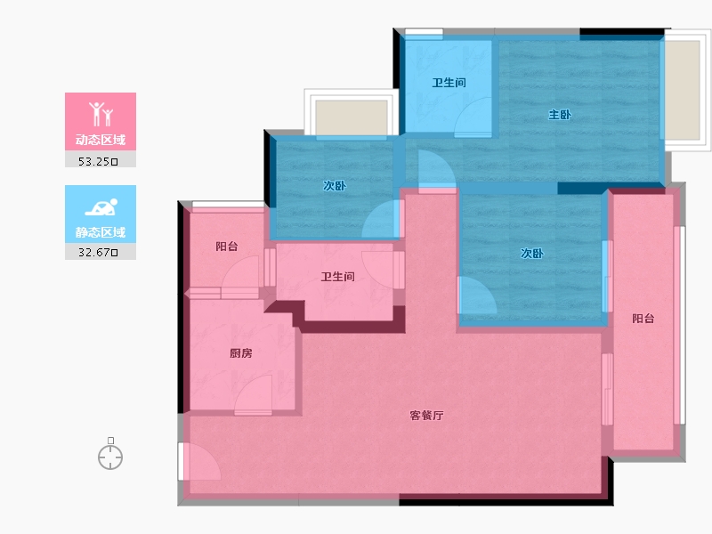 重庆-重庆市-雍江上境-75.79-户型库-动静分区