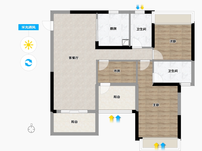 广东省-惠州市-惠阳雅居乐花园-88.15-户型库-采光通风