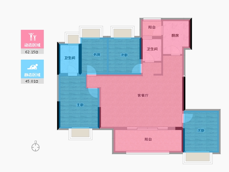 重庆-重庆市-武汉城建电建地产洺悦国际-95.76-户型库-动静分区