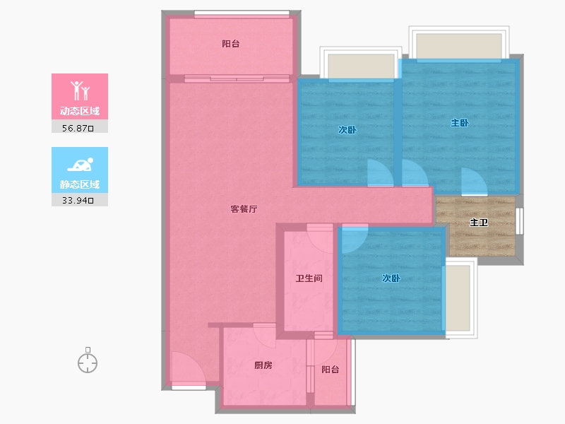 四川省-成都市-凤溪院子-84.56-户型库-动静分区