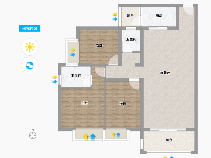 贵州省-六盘水市-太古城-95.00-户型库-采光通风