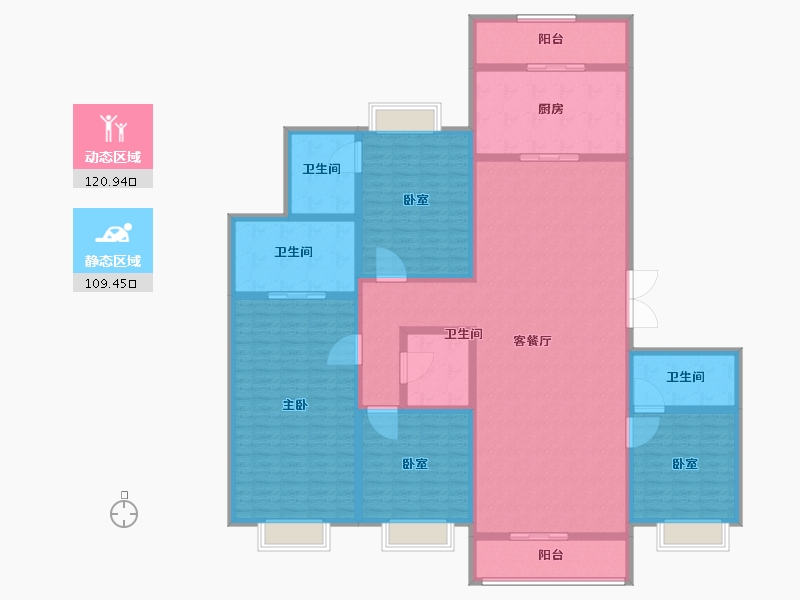 湖南省-长沙市-长沙星河湾-209.61-户型库-动静分区