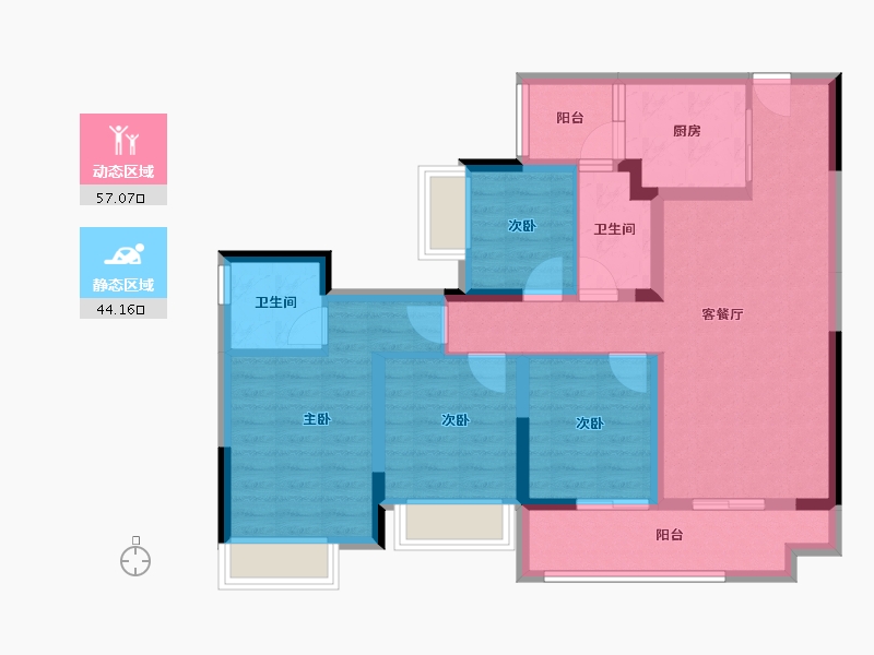 重庆-重庆市-雍江上境-89.02-户型库-动静分区