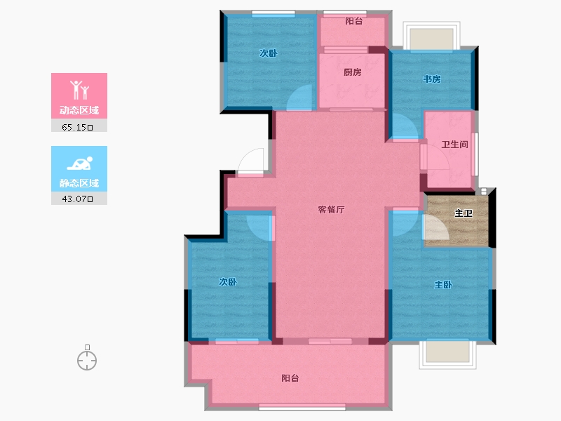 河南省-驻马店市-龙湾学府-100.41-户型库-动静分区