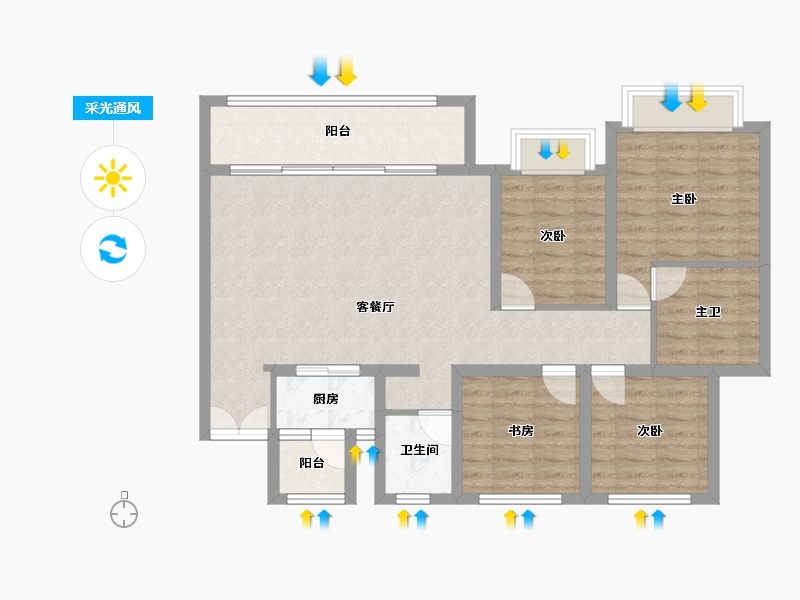 四川省-成都市-凤溪院子-95.68-户型库-采光通风