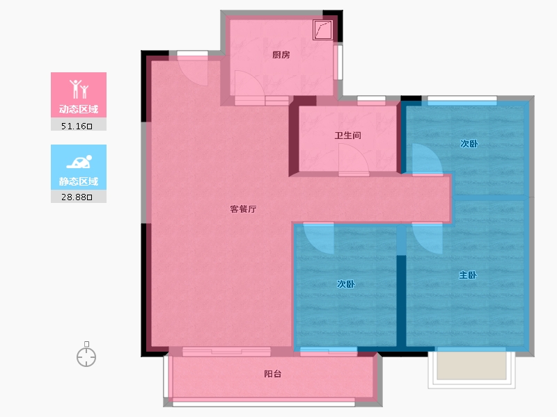 湖北省-武汉市-百步亭·和谐里-71.25-户型库-动静分区