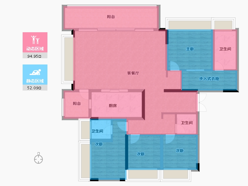 重庆-重庆市-雍江上境-132.00-户型库-动静分区