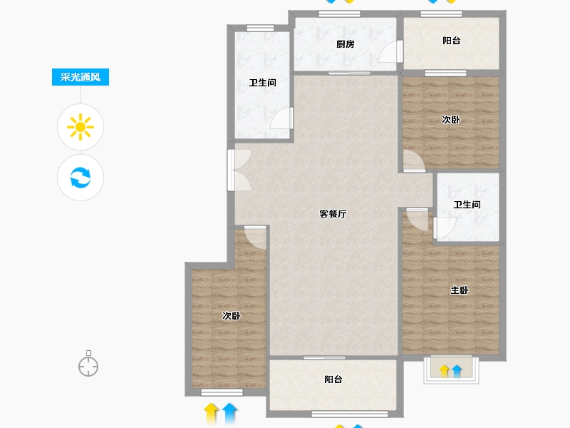 新疆维吾尔自治区-伊犁哈萨克自治州-昭夜白城12号楼-129.00-户型库-采光通风