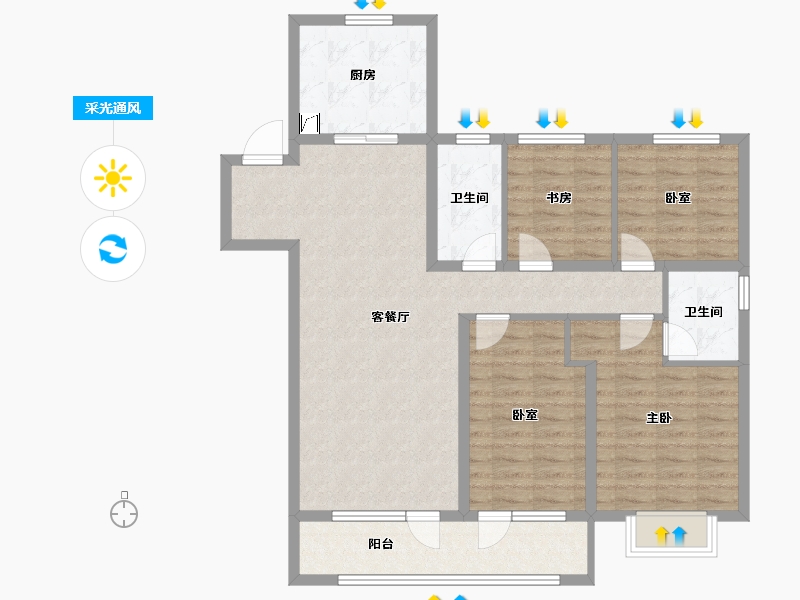 山东省-潍坊市-融创融公馆-104.18-户型库-采光通风