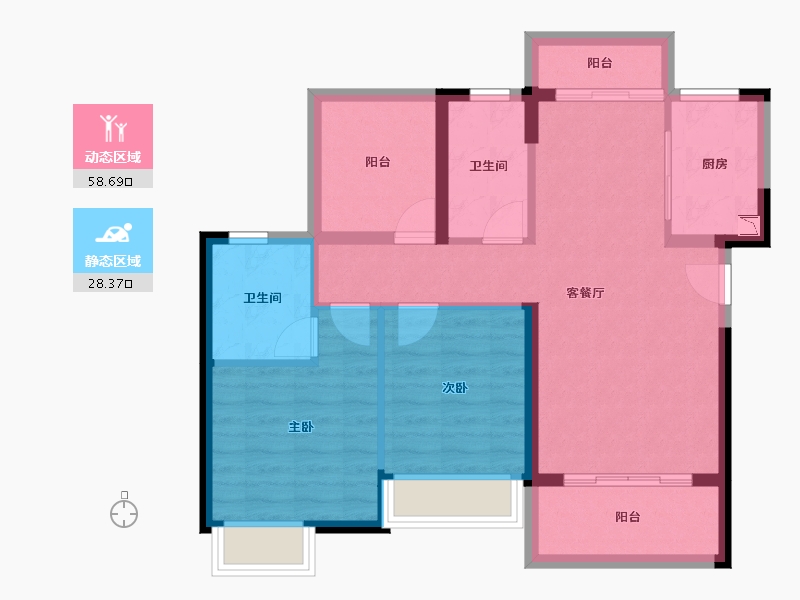 广东省-惠州市-佳兆业龙溪璞园-77.60-户型库-动静分区