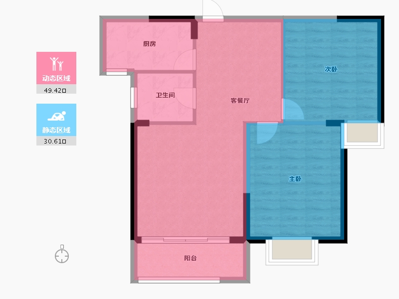 河南省-洛阳市-华芳龙湾盛景-72.58-户型库-动静分区