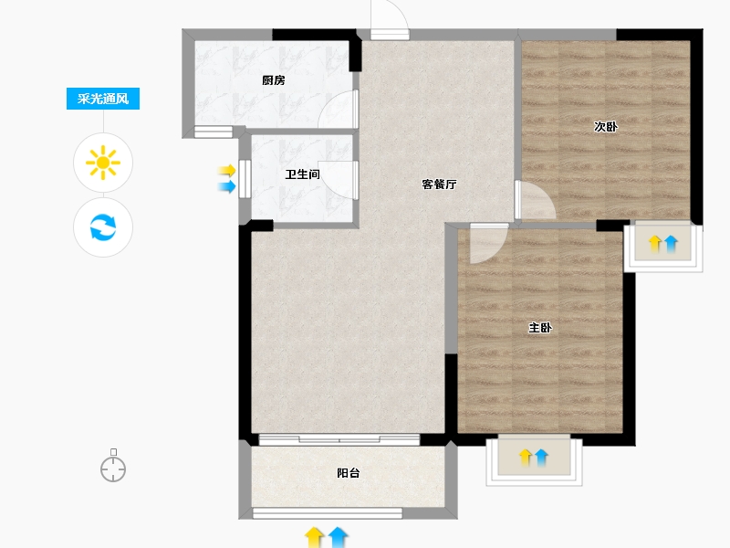 河南省-洛阳市-华芳龙湾盛景-72.58-户型库-采光通风