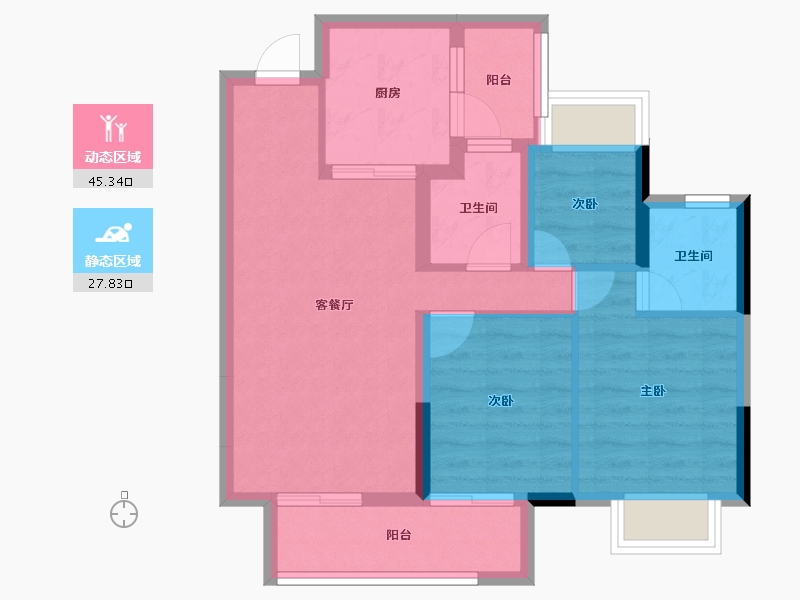 重庆-重庆市-海纳九龙-64.42-户型库-动静分区