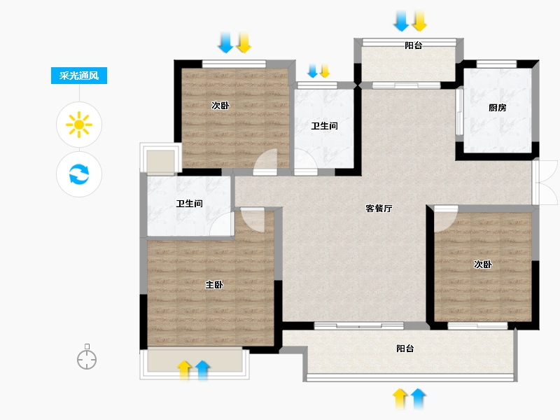 河南省-洛阳市-建业龙城-111.12-户型库-采光通风