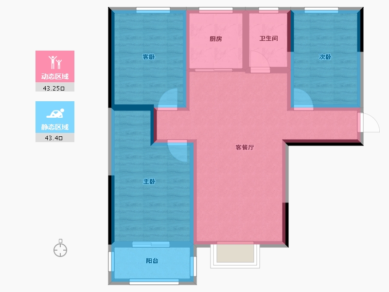 甘肃省-平凉市-崇信县芮溪文园B区住宅小区-76.48-户型库-动静分区