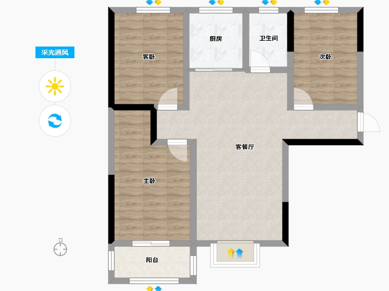 甘肃省-平凉市-崇信县芮溪文园B区住宅小区-76.48-户型库-采光通风