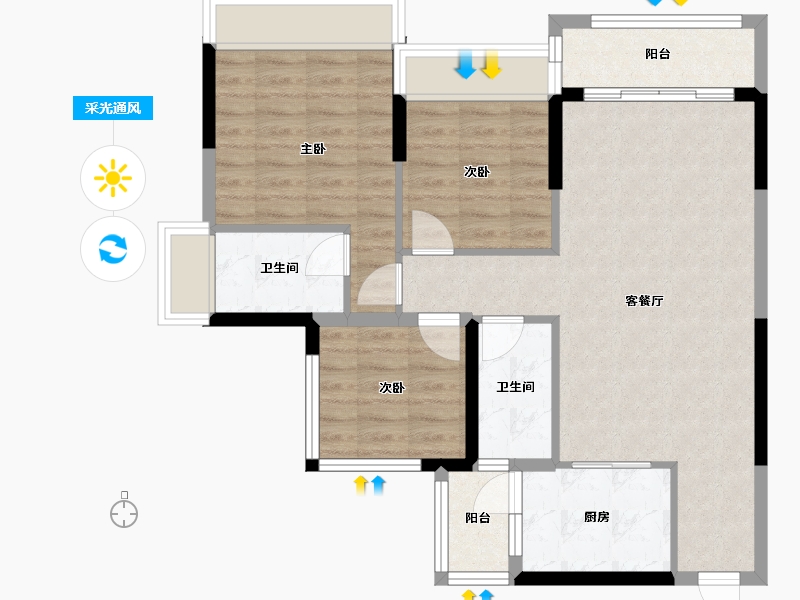 广东省-阳江市-星海湾-83.00-户型库-采光通风