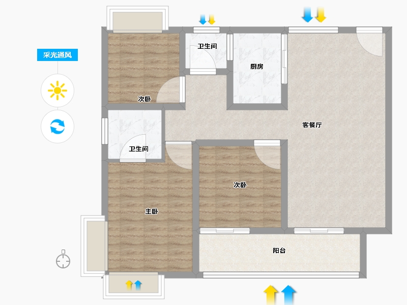 江苏省-宿迁市-宿迁天铂-99.20-户型库-采光通风